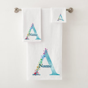 Letter A Monogram Initial Bath Gift Set