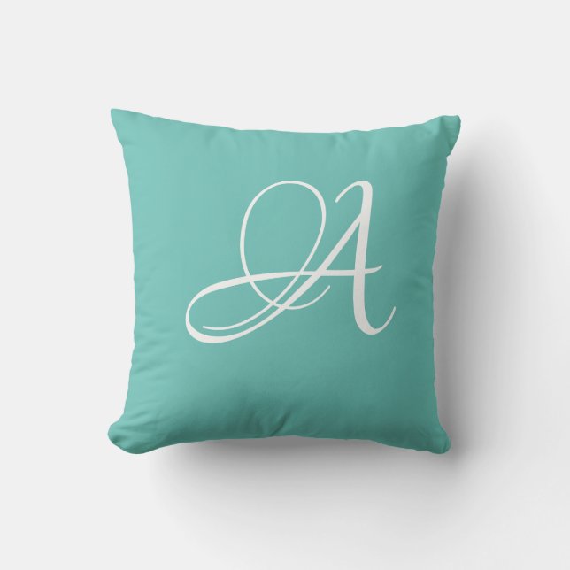Letter A Monogram Initial Custom Throw Pillow (Front)