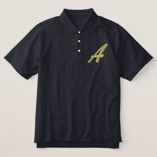 Letter A Monogram Initial Embroidered Embroidered Polo Shirt