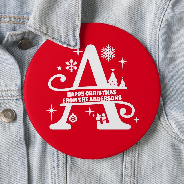 Letter A Monogram Initial Family Name Greeting Button (In Situ)