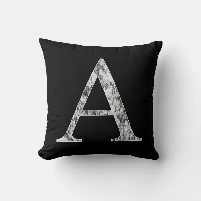 Letter A monogram initial Marble Alpha symbol Throw Pillow (Front)