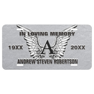 Letter A - Monogram Memorial License License Plate