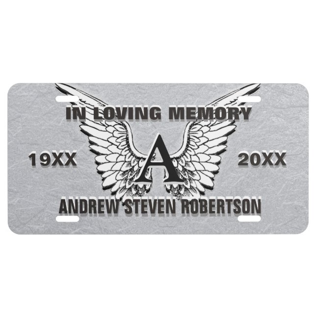 Letter A - Monogram Memorial License License Plate (Front)