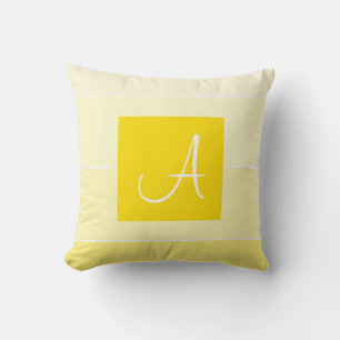 Letter A Monogram Modern Elegant Yellow Template Throw Pillow