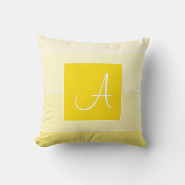 Letter A Monogram Modern Elegant Yellow Template Throw Pillow (Front)