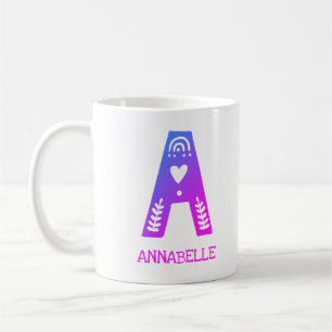 Letter A Monogram Name Kids Coffee Mug