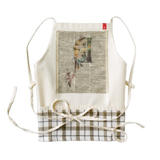 Letter A Monogram Over Old Book Page Zazzle HEART Apron
