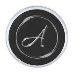 "Letter A" Monogram Silver Finish Lapel Pin