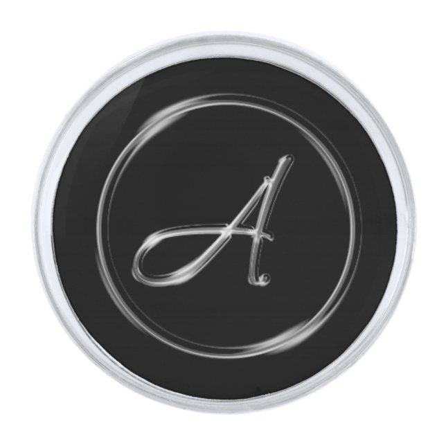 "Letter A" Monogram Silver Finish Lapel Pin (Front)