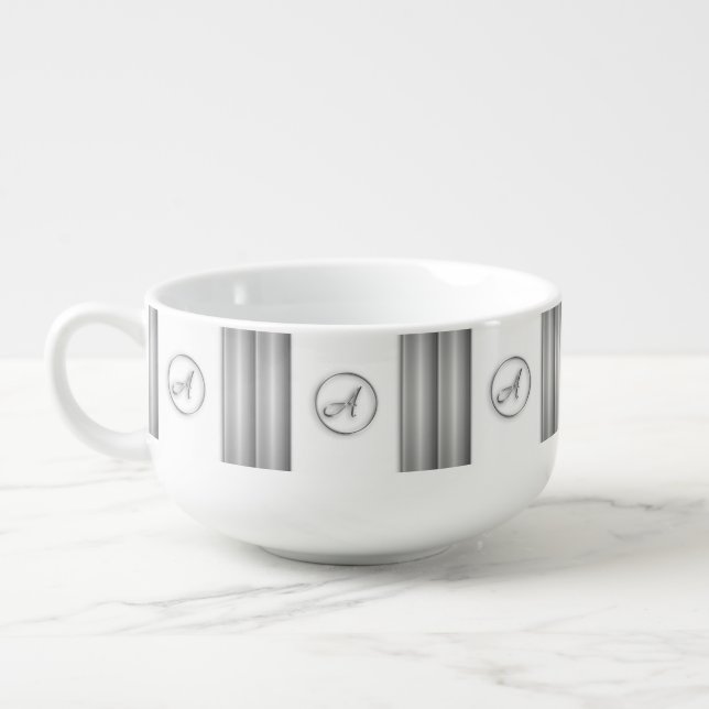 "Letter A" Monogram Soup Mug (Right)