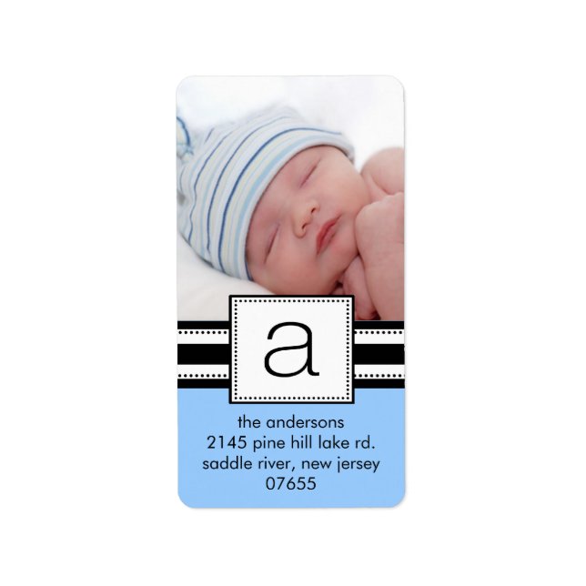 Letter A Monogram Vetical PHOTO Address Labels. Label (Front)