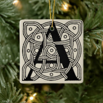 Letter A Monogram Vintage Celtic Knot Print
