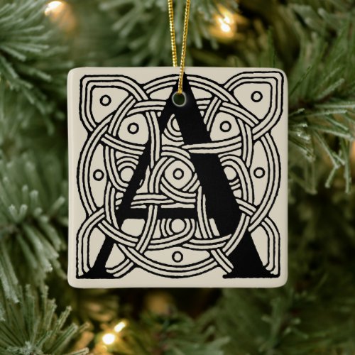 Letter A Monogram Vintage Celtic Knot Print