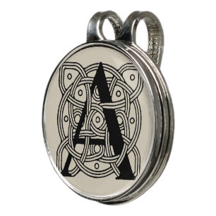 Letter A Monogram Vintage Celtic Knot Print Golf Hat Clip