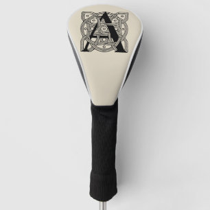 Letter A Monogram Vintage Celtic Knot Print Golf Head Cover