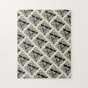 Letter A Monogram Vintage Celtic Knot Print Jigsaw Puzzle