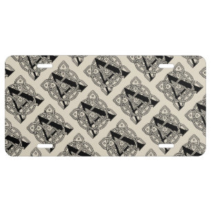 Letter A Monogram Vintage Celtic Knot Print License Plate