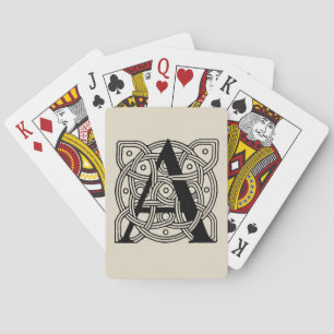 Letter A Monogram Vintage Celtic Knot Print Poker Cards