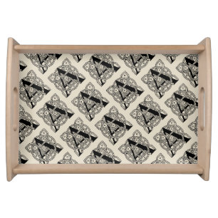 Letter A Monogram Vintage Celtic Knot Print Serving Tray