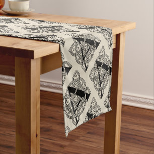 Letter A Monogram Vintage Celtic Knot Print Short Table Runner