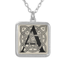 Letter A Monogram Vintage Celtic Knot Print