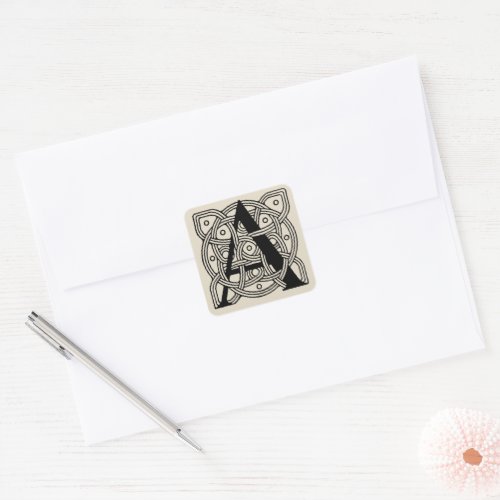 Letter A Monogram Vintage Celtic Knot Print