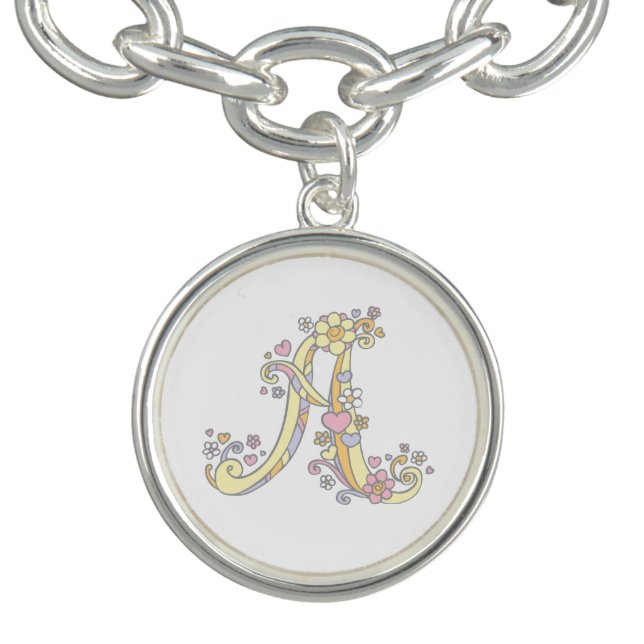 Letter A monogram whimsical charm Bracelet (Design)