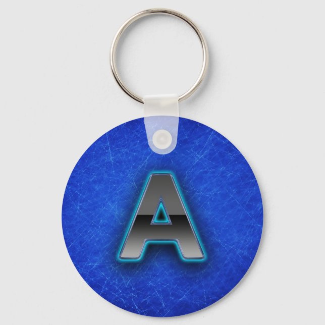 Letter A - neon blue edition Keychain (Front)