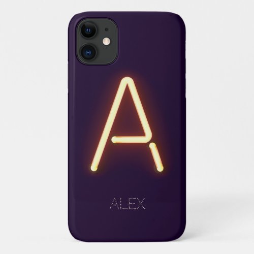 Letter A Neon Light Personalized iPhone 11 Case