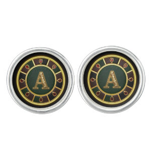 Letter A, Ornate Monogram Medallion Cufflinks