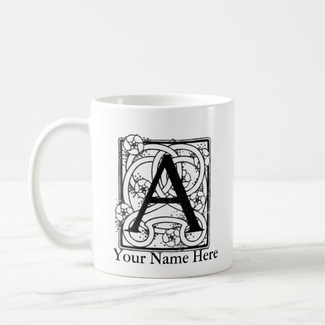 Letter A Personalized Monogram Mug (Left)