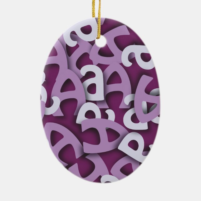 Letter A Purple Ceramic Ornament (Back)
