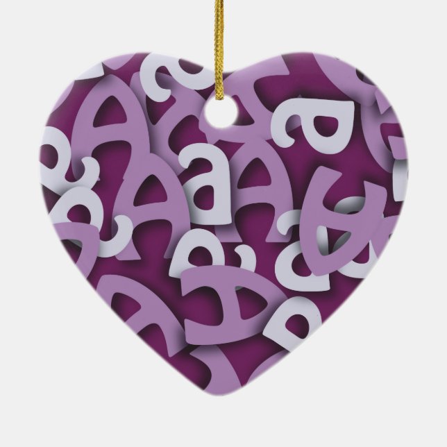 Letter A Purple Ceramic Ornament (Back)