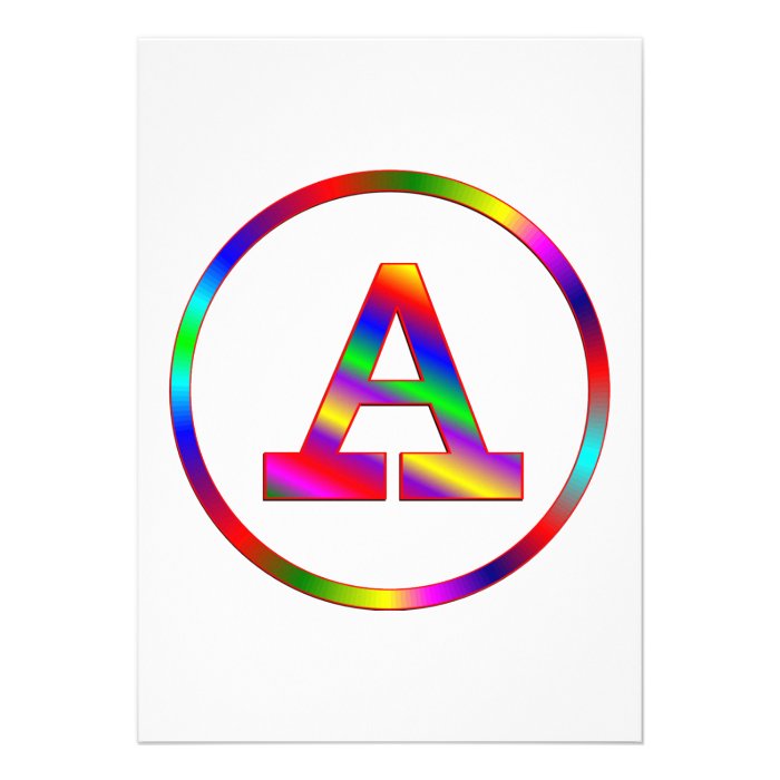 Letter A Rainbow Personalized Invitations