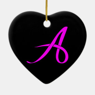 Letter A Ribbon Style Ceramic Ornament