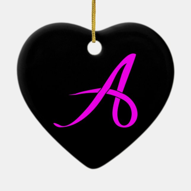 Letter A Ribbon Style Ceramic Ornament (Back)