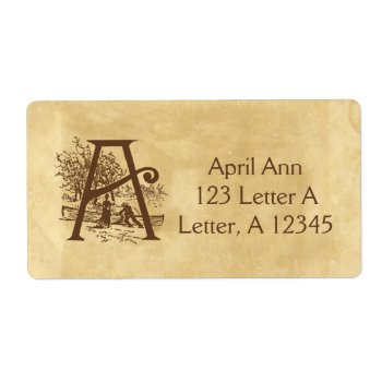 Letter A Rowboat Vintage Aged Paper Label by camcguire at Zazzle