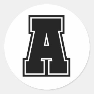 Letter A sporty college font alphabet Classic Round Sticker