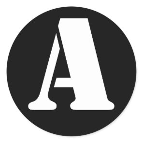 Letter A Stencil Alphabet by Janz Black Classic Round Sticker