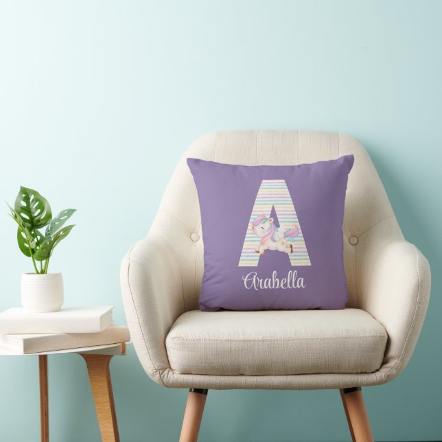 Letter A Unicorn Throw Pillow (Chair)
