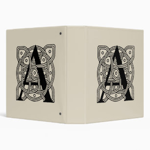 Letter A Vintage Celtic Knot Monogram 3 Ring Binder
