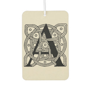 Letter A Vintage Celtic Knot Monogram Air Freshener
