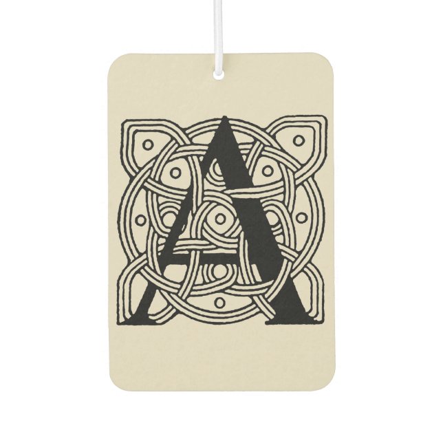 Letter A Vintage Celtic Knot Monogram Air Freshener (Front)