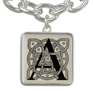 Letter A Vintage Celtic Knot Monogram Bracelet