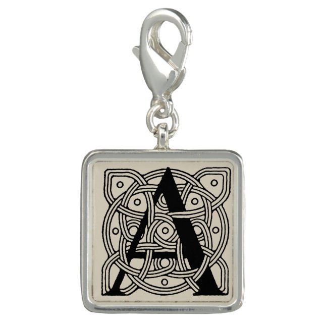 Letter A Vintage Celtic Knot Monogram Charm (Front)