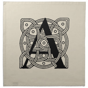 Letter A Vintage Celtic Knot Monogram Cloth Napkin