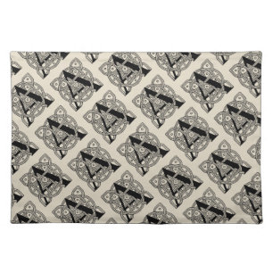Letter A Vintage Celtic Knot Monogram Cloth Placemat