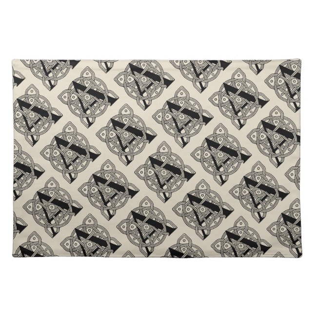 Letter A Vintage Celtic Knot Monogram Cloth Placemat (Front)