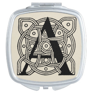 Letter A Vintage Celtic Knot Monogram Compact Mirror