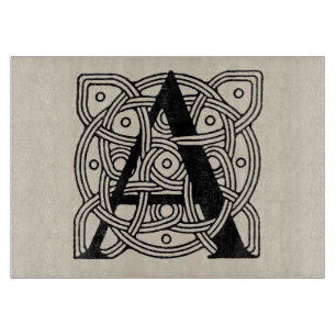 Letter A Vintage Celtic Knot Monogram Cutting Board
